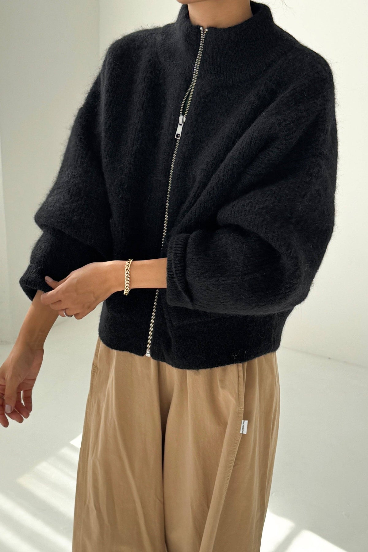 Alpaca Zip Front Jacket | Black