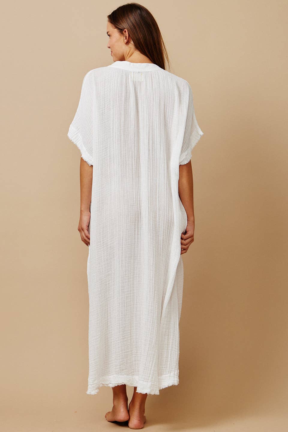 Tunisia Short-Sleeved Caftan | White (OS)