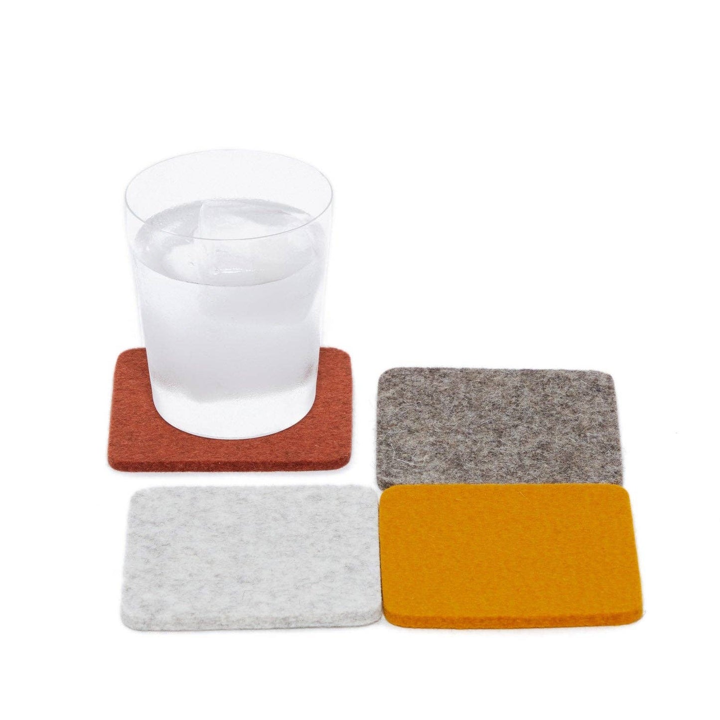 Bierfilzl Merino Wool Felt Square Coaster Set (Multiple Colors)