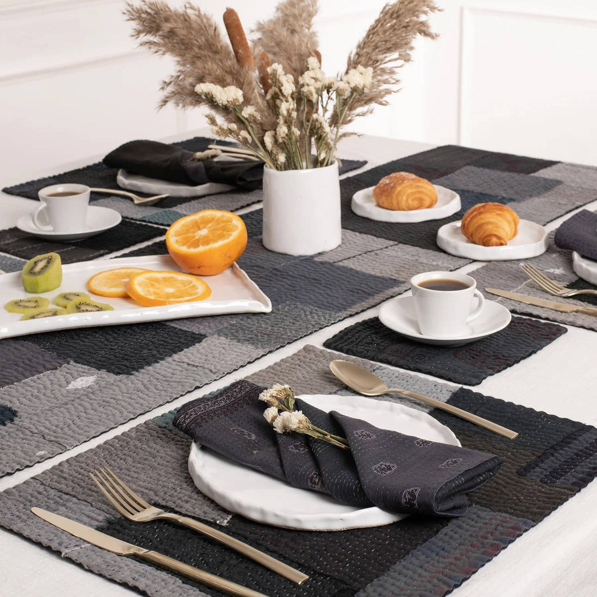 Vintage Patchwork Kantha Placemat (Set of 2) | Cityscape