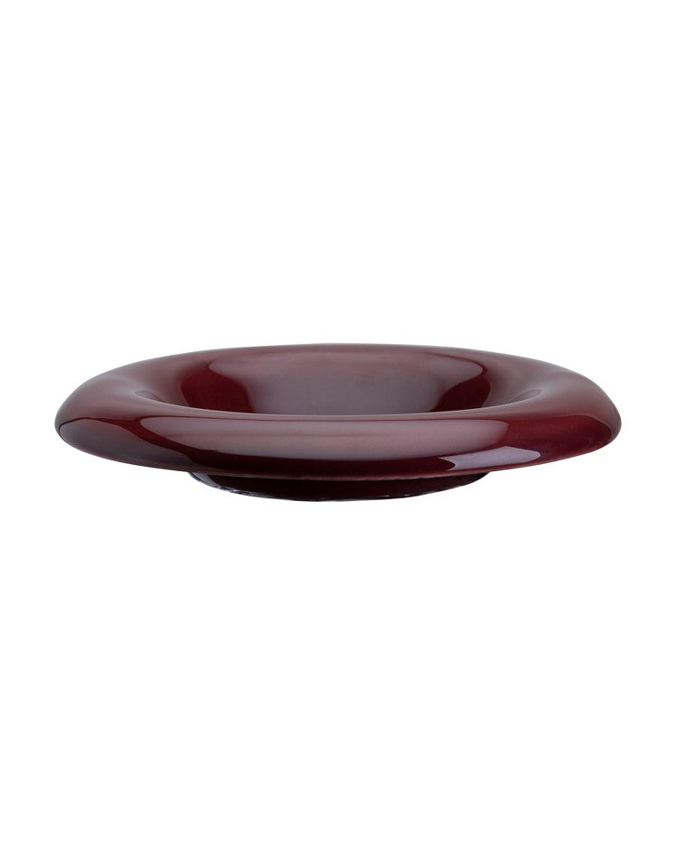 Lily Glazed Pot & Saucer | Sage Green & Deep Burgundy