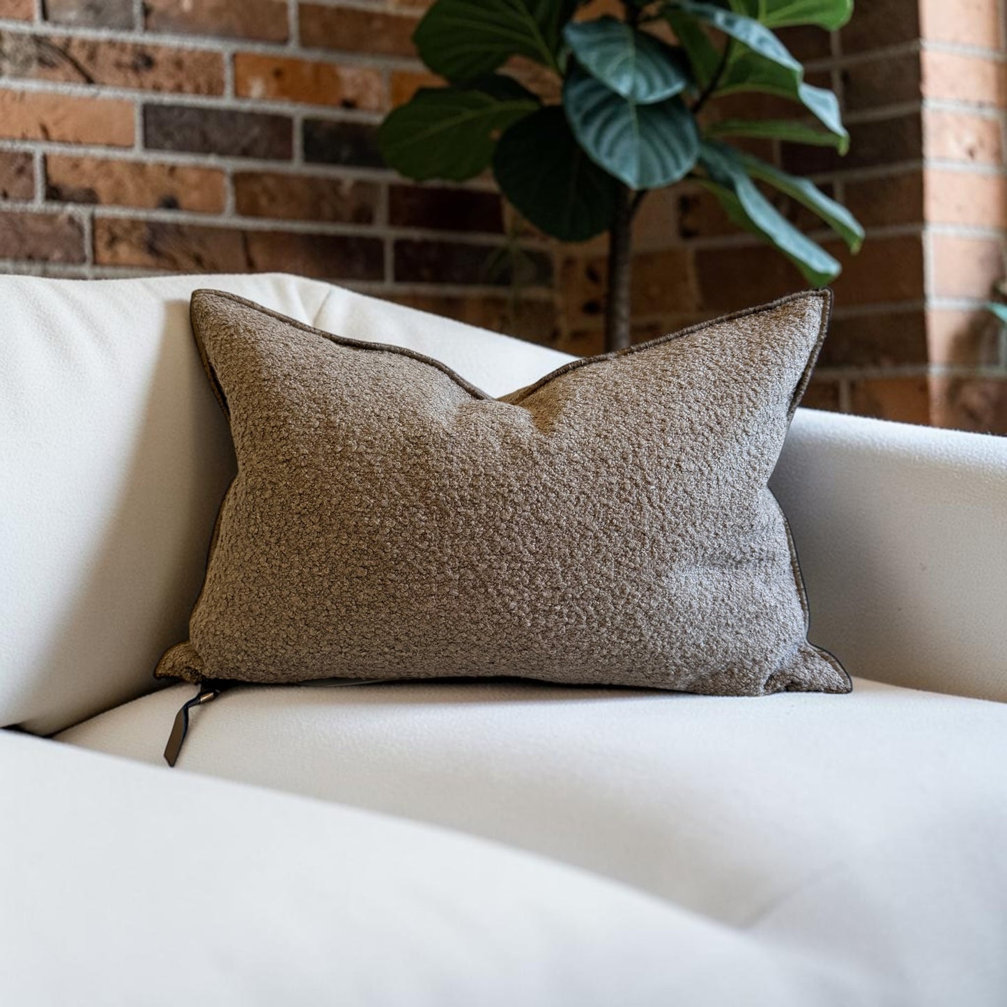 Canvas Wooly Pillow Cover | Ecorce (Multiple Sizes)