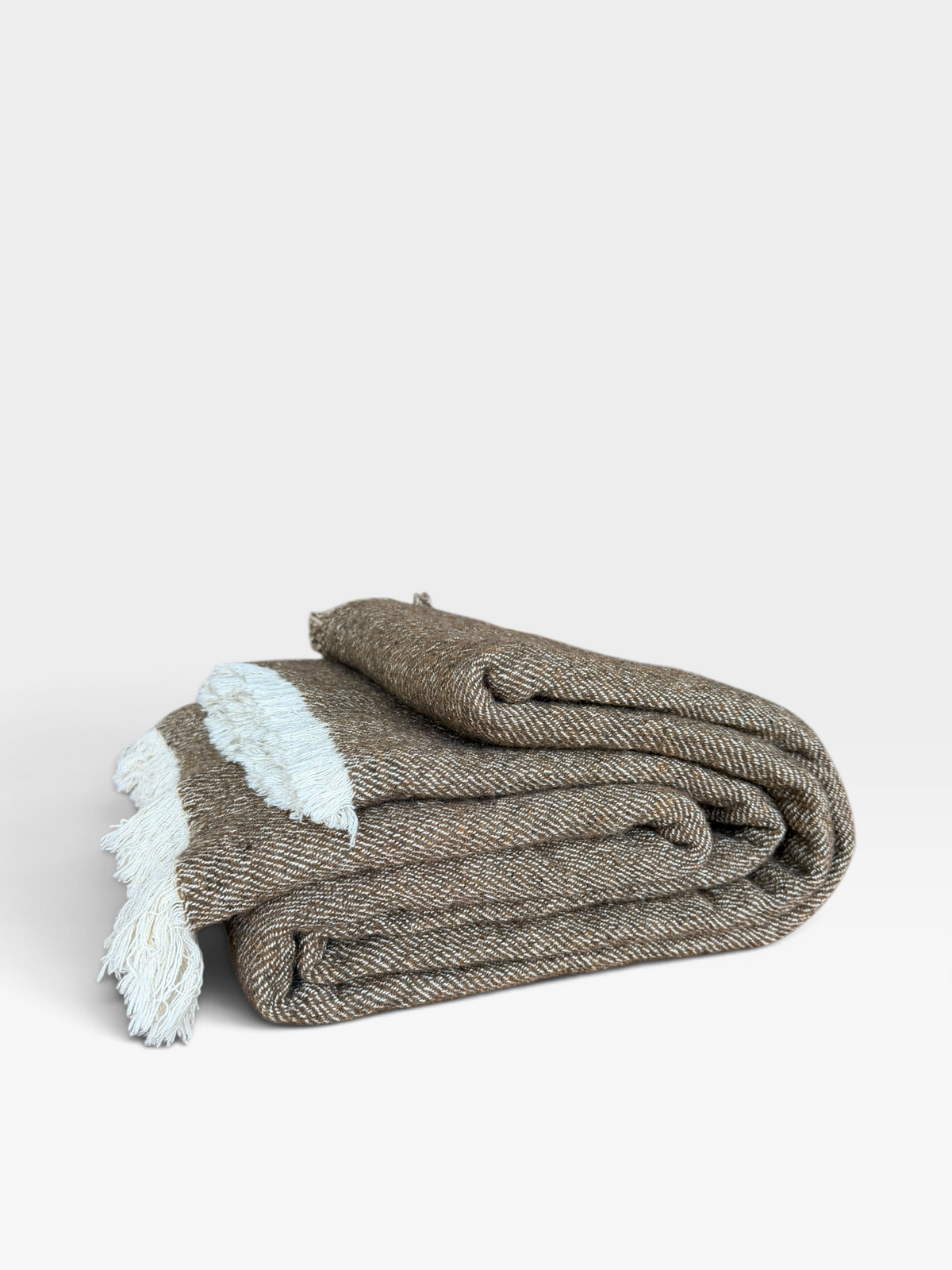 Vice Versa Wool Fringed Throw | Bronze & Naturel