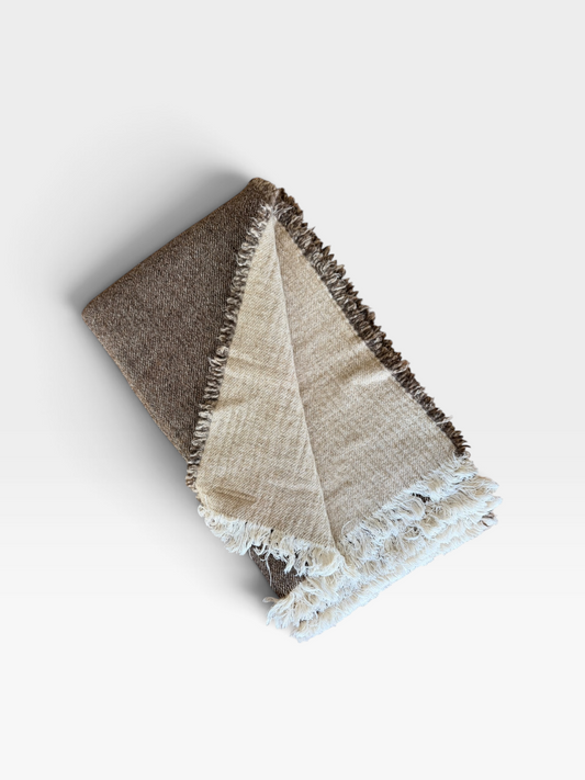 Vice Versa Wool Fringed Throw | Bronze & Naturel
