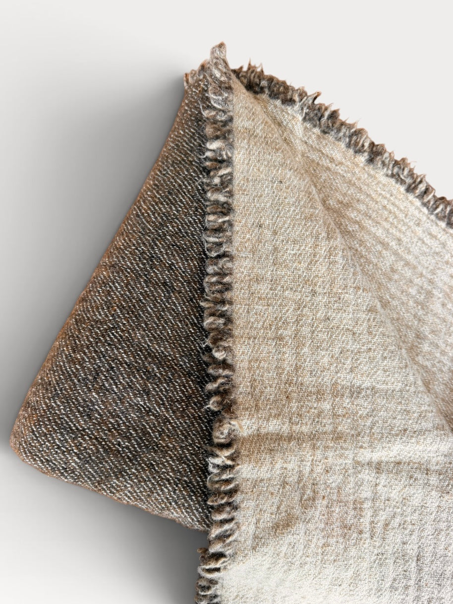 Vice Versa Wool Fringed Throw | Bronze & Naturel