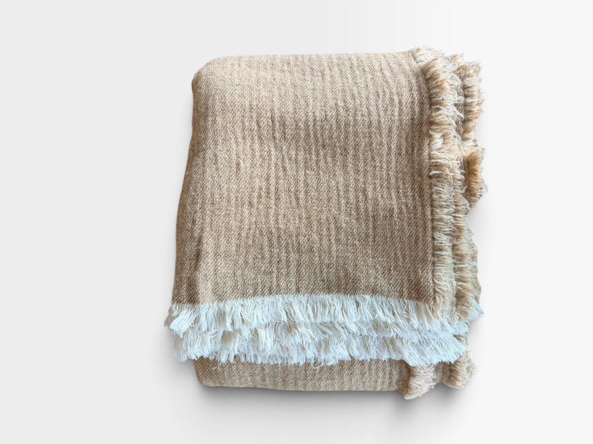 Vice Versa Wool Fringed Throw | Orgeat & Fior di Latte