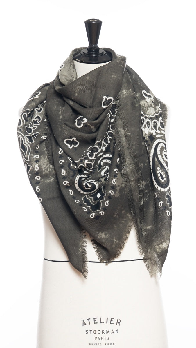 Jil Quadra Wool Scarf | Military