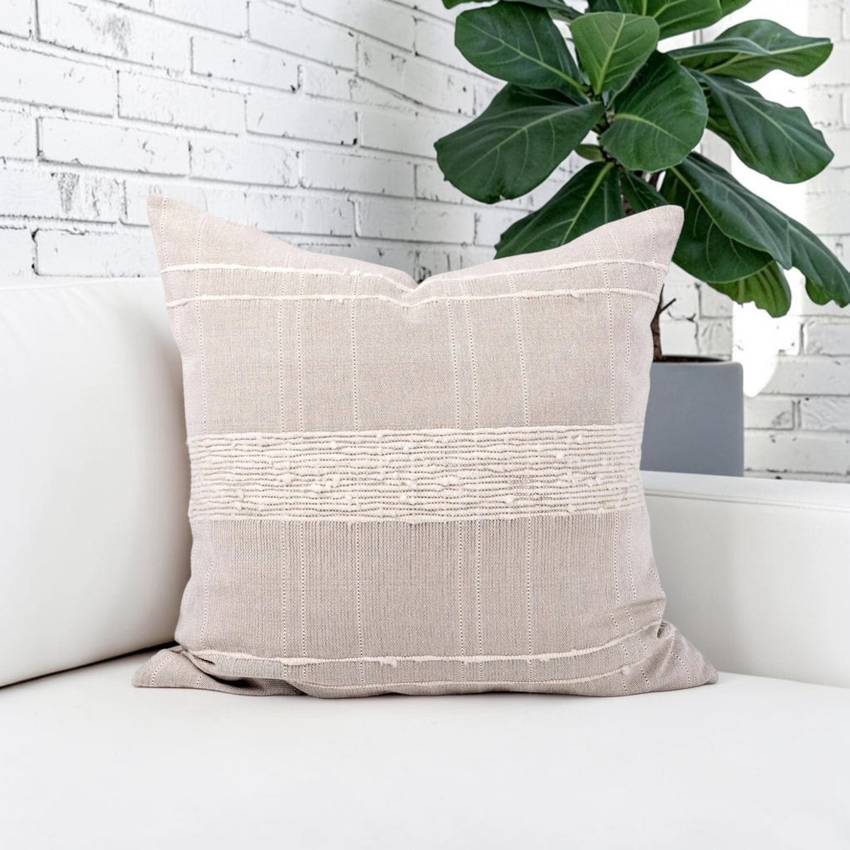 Wool Stripe Throw Pillow | Sand