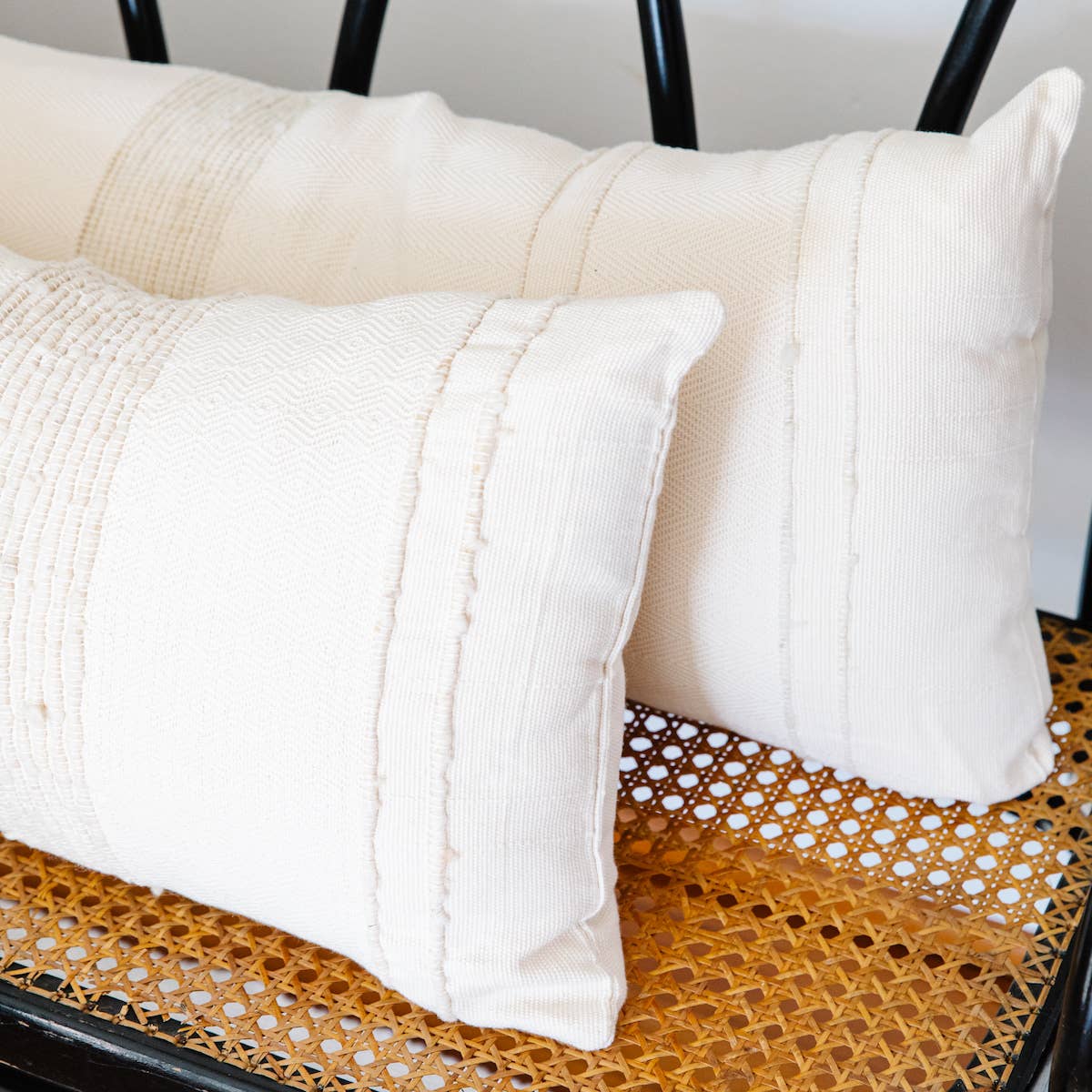Wool Stripe Lumbar Pillow Cover | Ivory