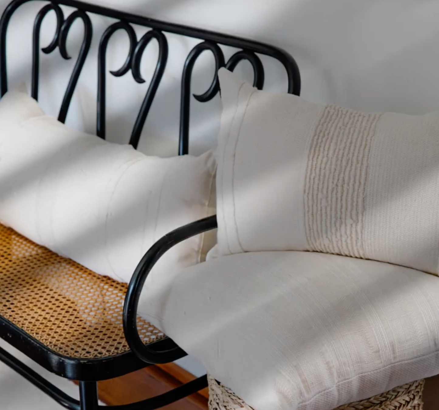 Wool Stripe Lumbar Pillow Cover | Ivory