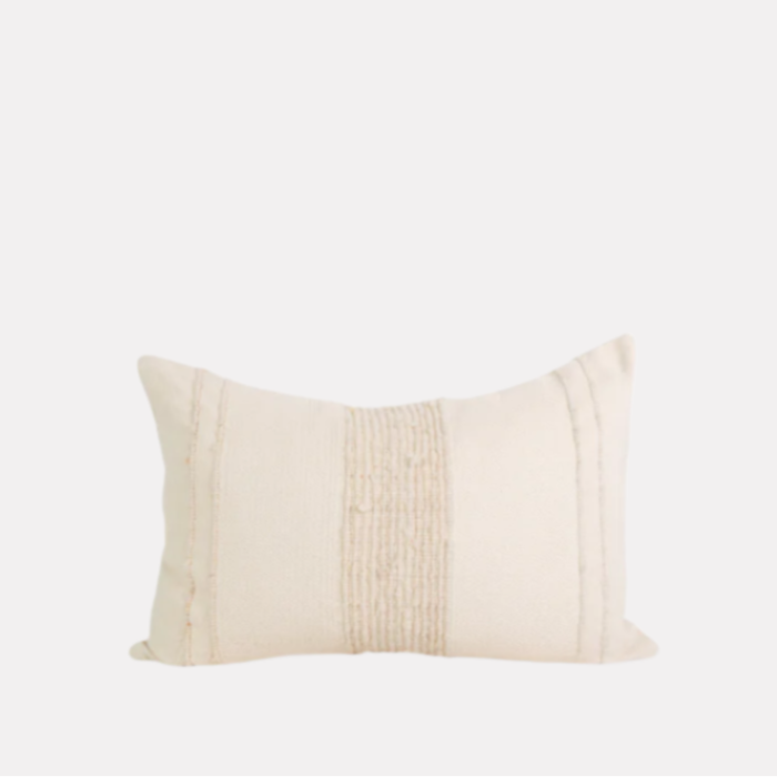 Wool Stripe Lumbar Pillow Cover | Ivory