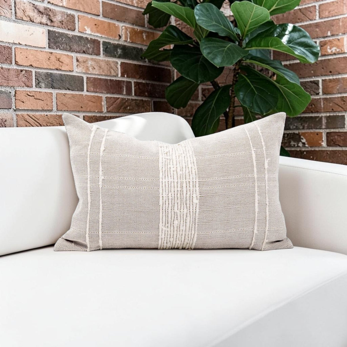 Wool Stripe Lumbar Pillow | Sand