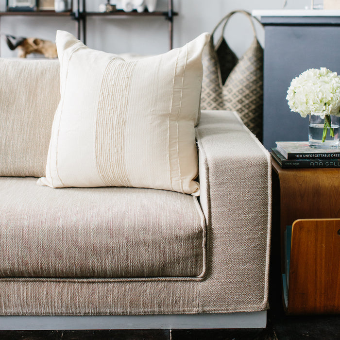Wool Stripe Throw Pillow Cover | Ivory