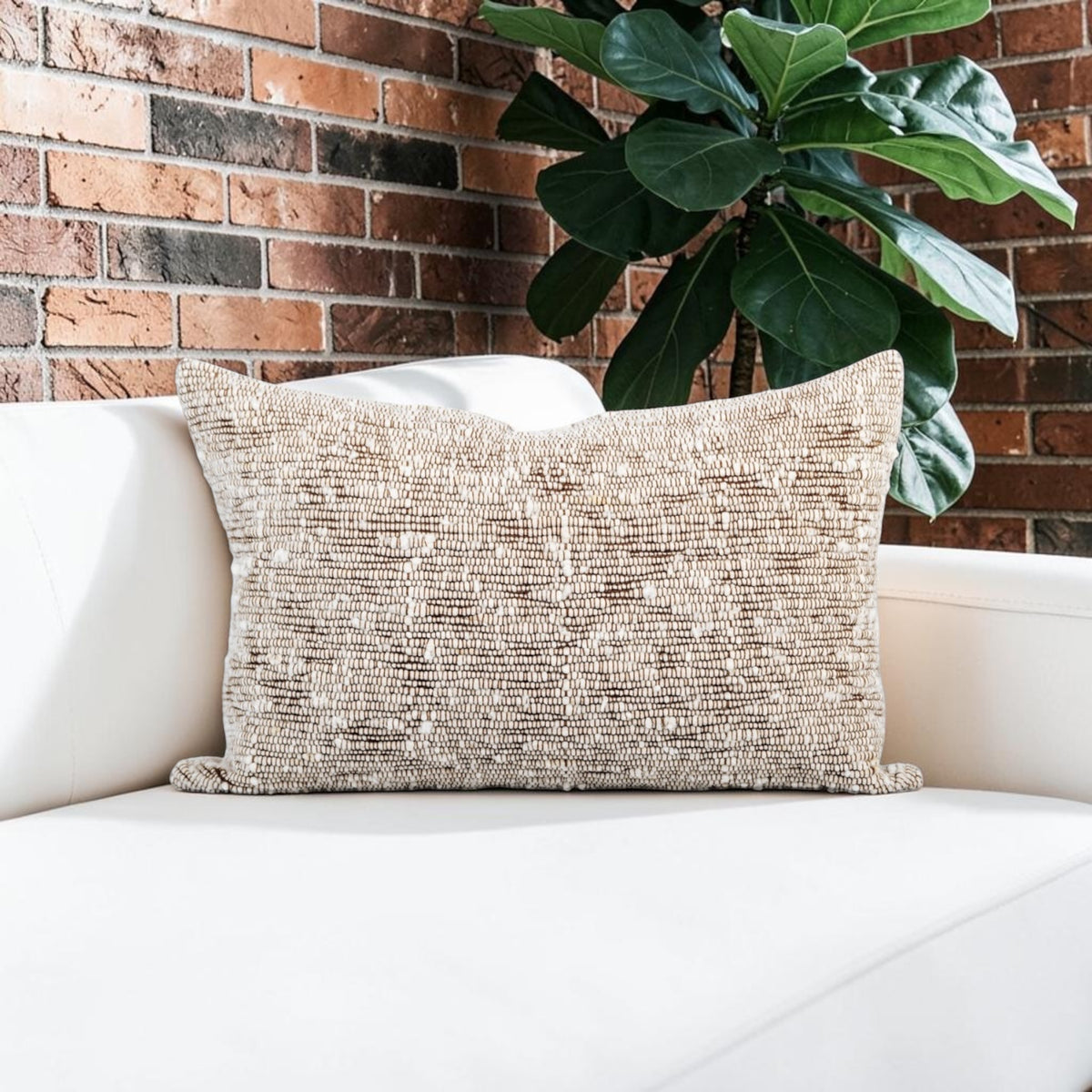 Chunky Wool Lumbar Pillow Cover | Chestnut