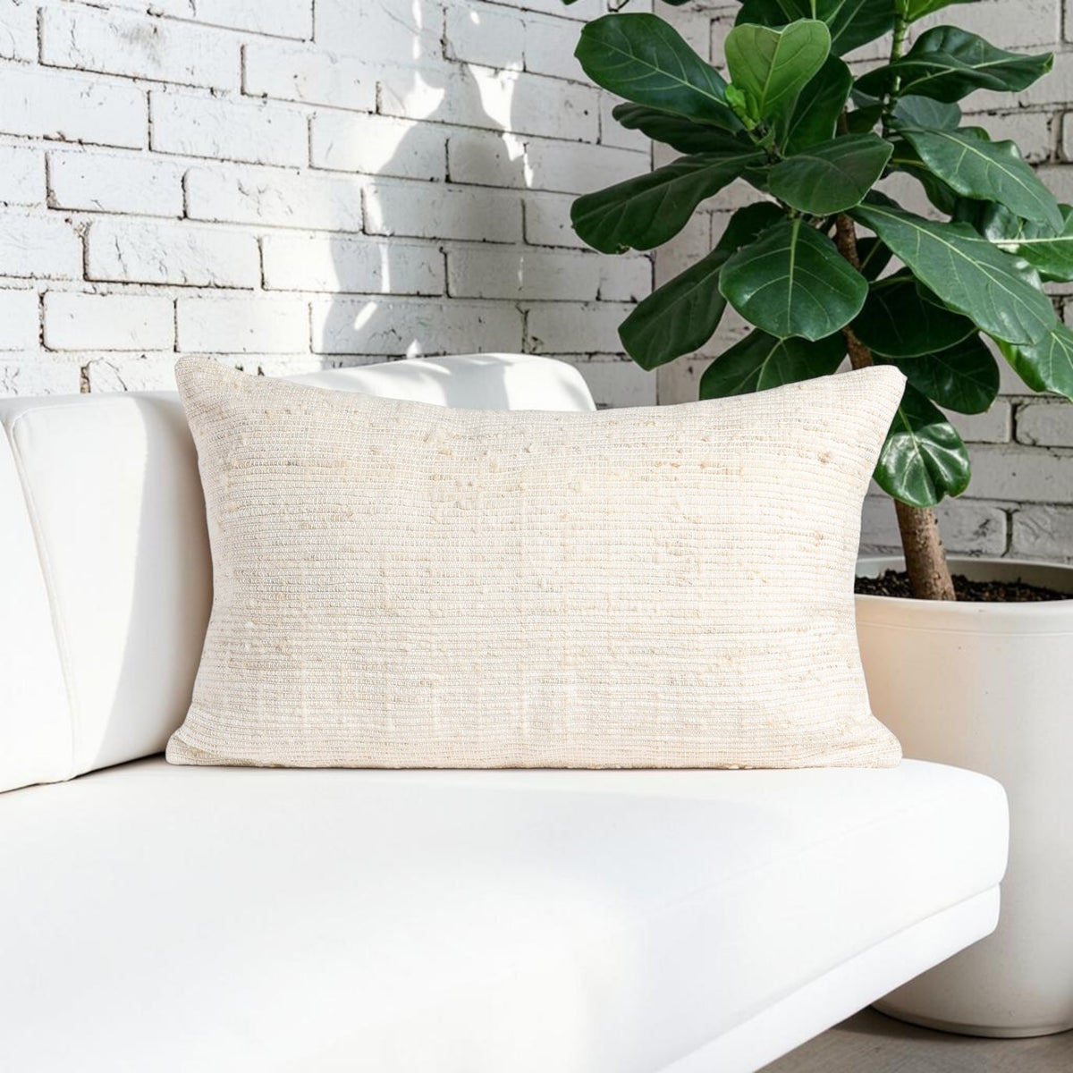 Chunky Wool Lumbar Pillow Cover | Ivory