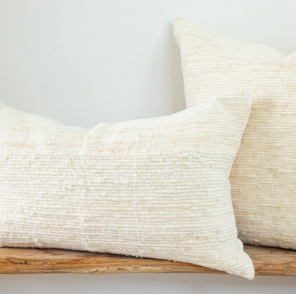 Chunky Wool Lumbar Pillow Cover | Ivory
