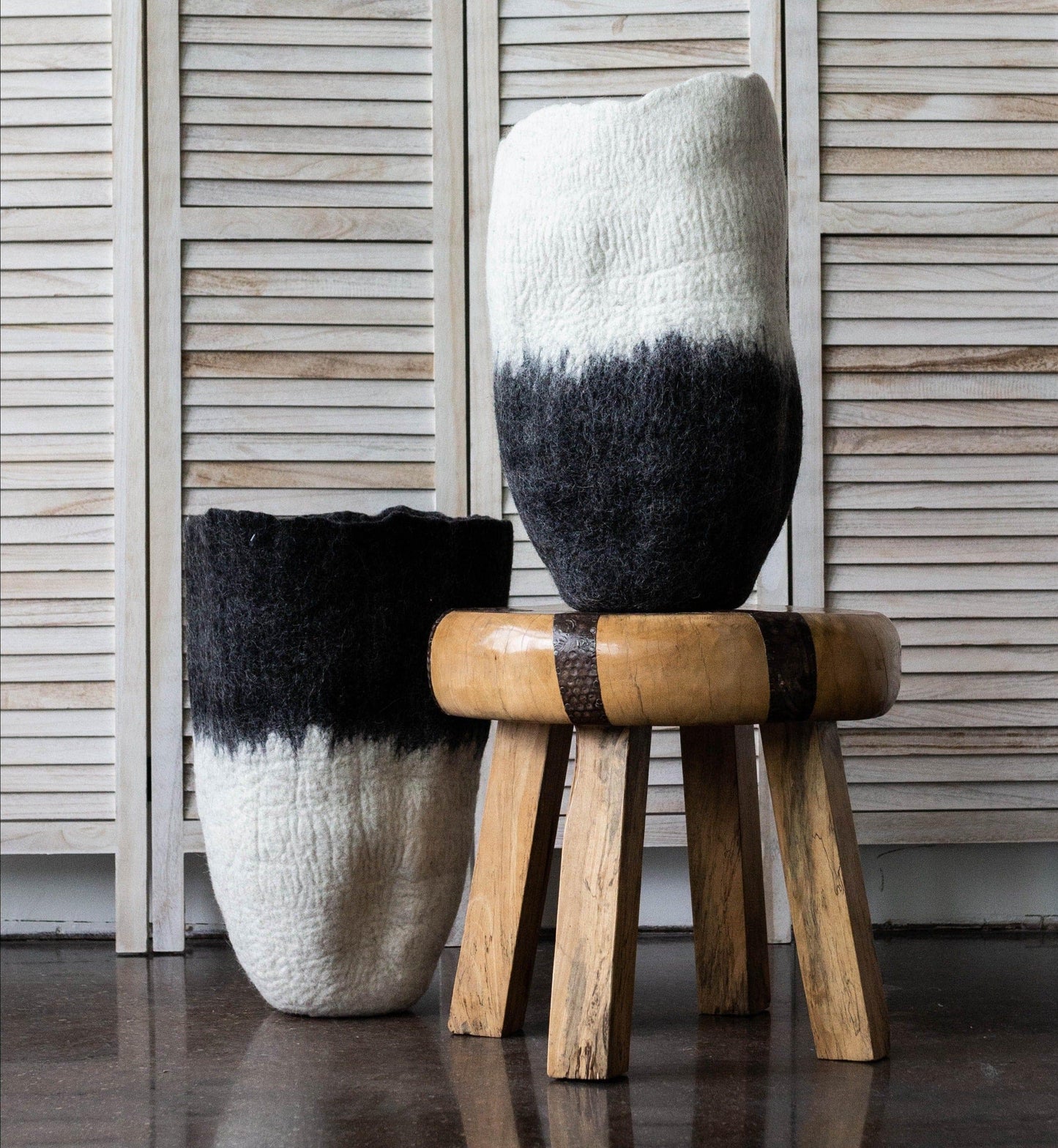 Hand-Felted Wool Floor Vase
