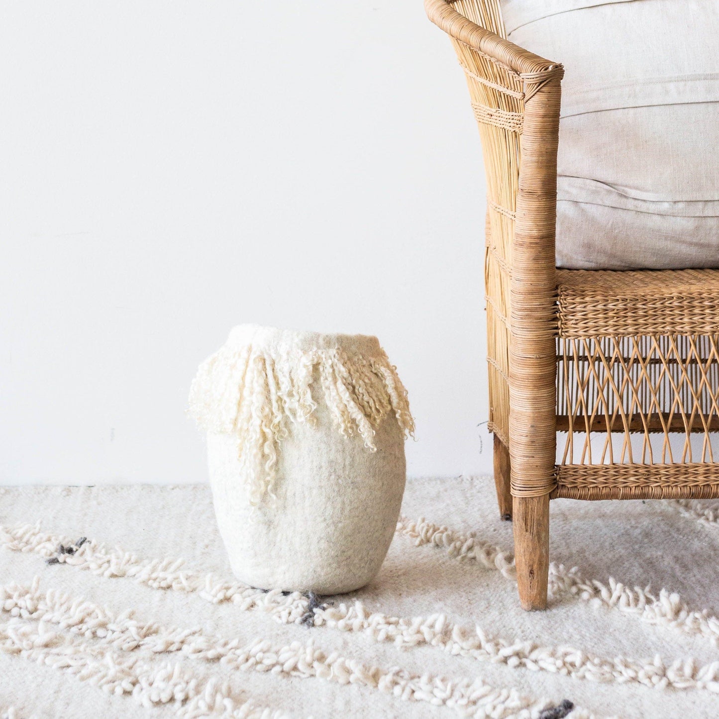Fringed Mohair Wool Basket
