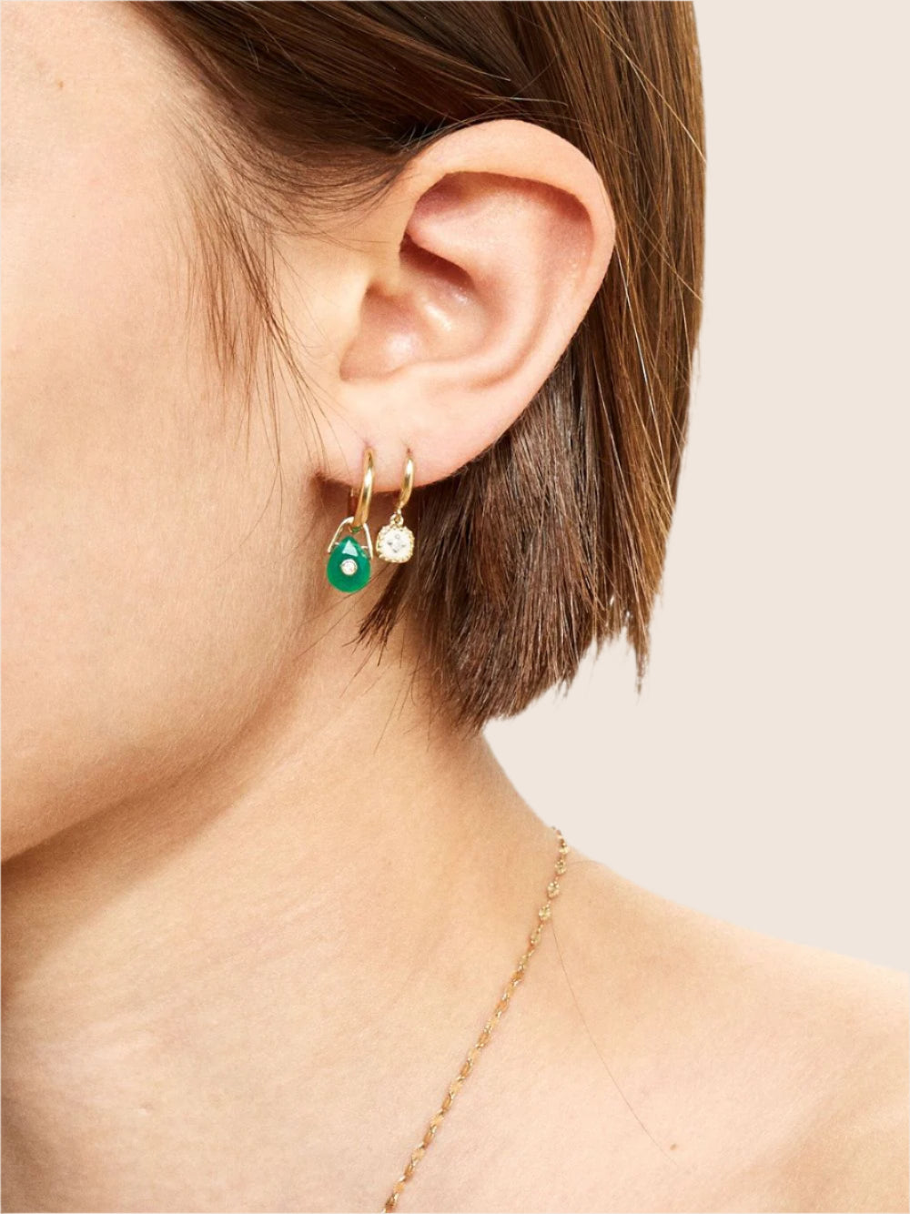 Orso Hoop Earring | Green Onyx