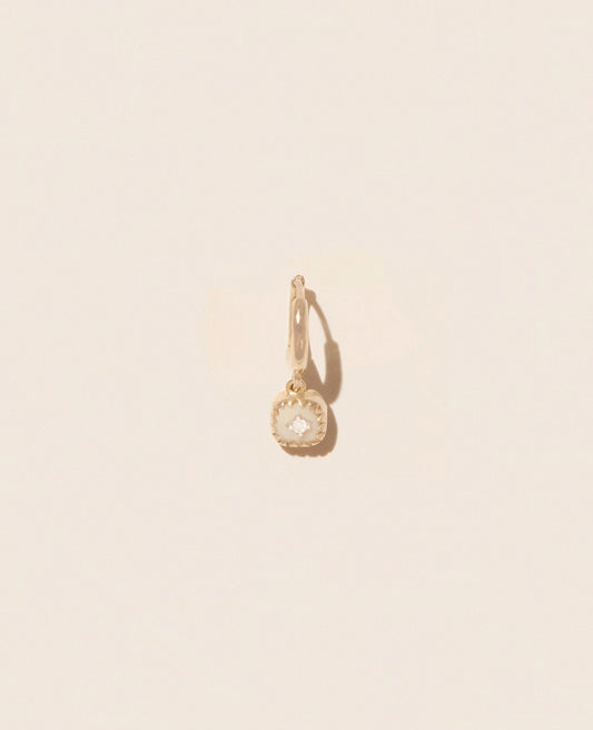 Pierrot Gold Hoop Earring | White