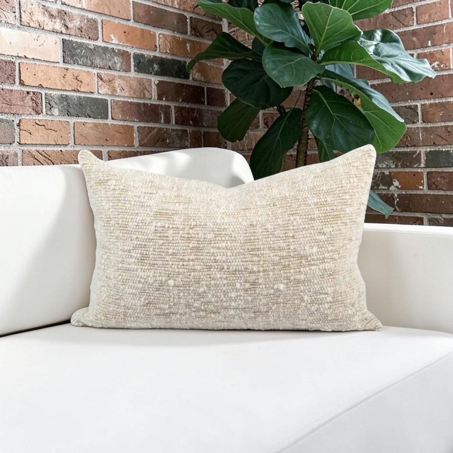 Chunky Wool Lumbar Pillow Cover | Sand