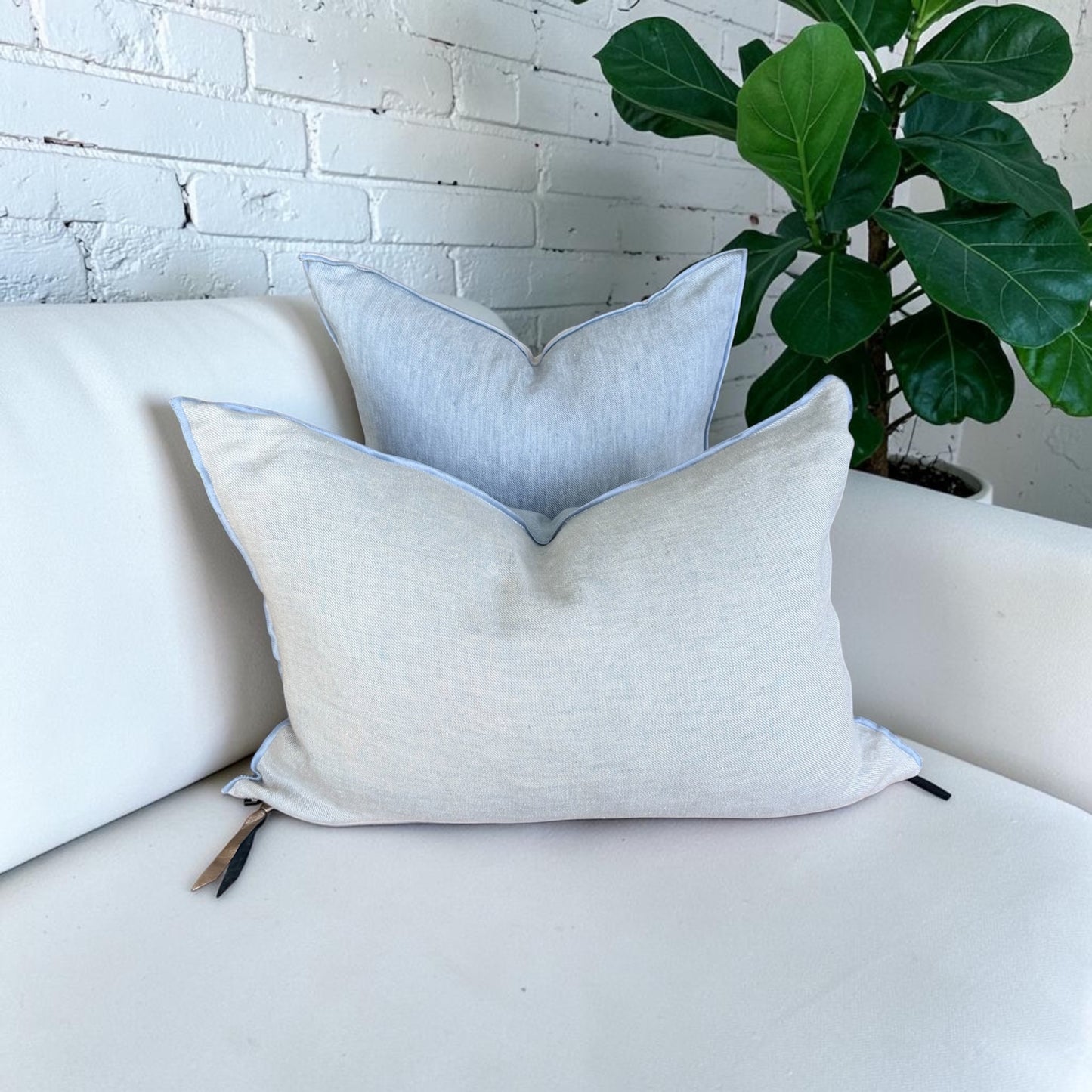 Crumpled Washed Linen Vice Versa Pillow Cover | Nuage/Givre (Multiple Sizes)