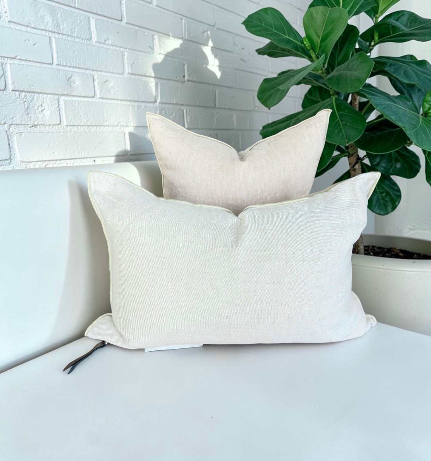 Crumpled Washed Linen Vice Versa Pillow | Nude/Givre (Multiple Sizes)