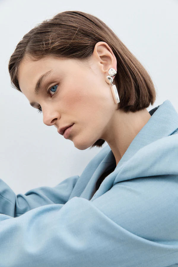 Small Gia Stud Earrings | Silver