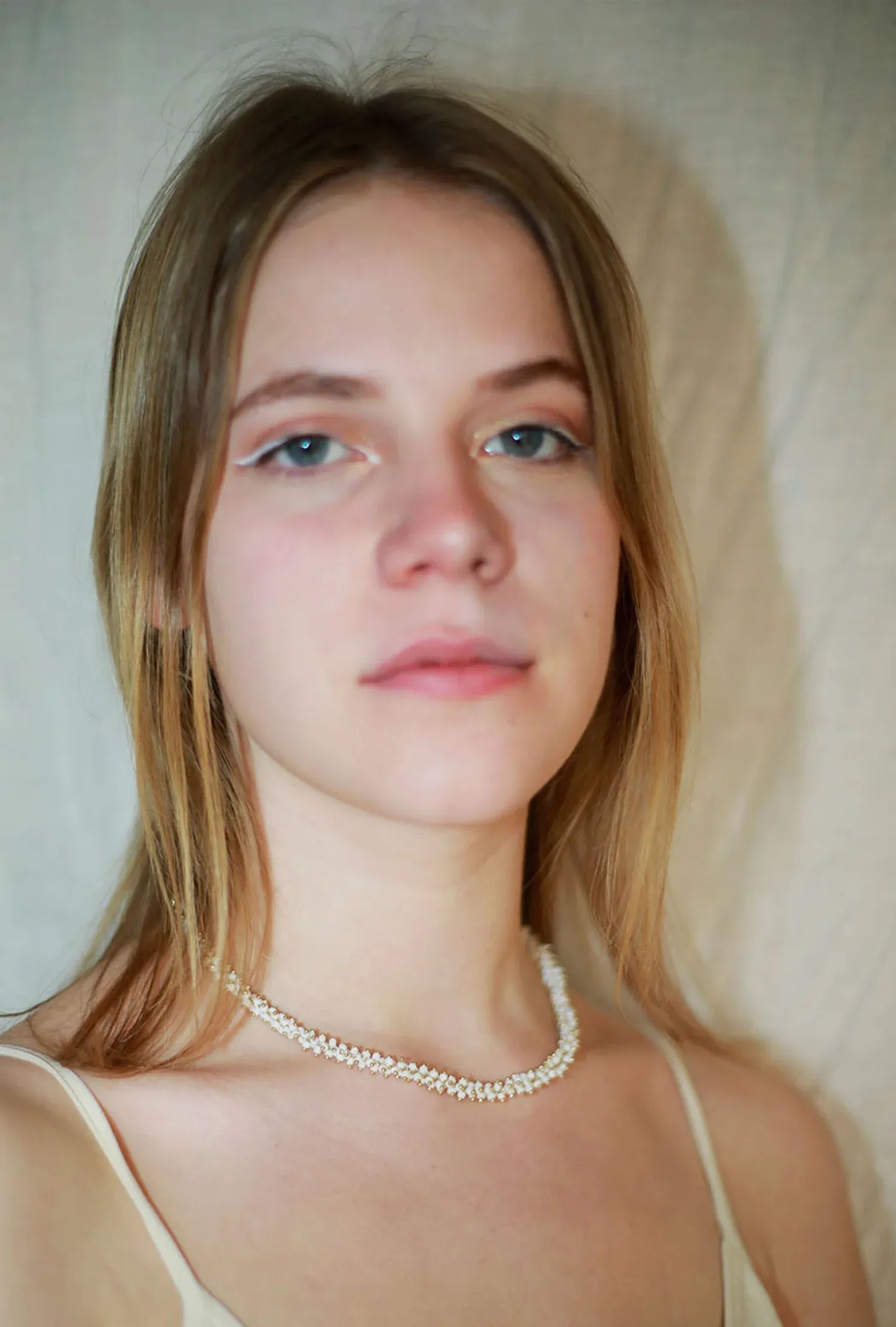White Beaded Chain Necklace