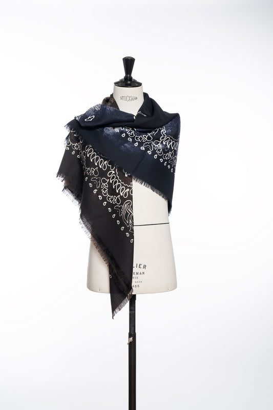 Jil Quadra Diagonal Scarf | Navy & Café