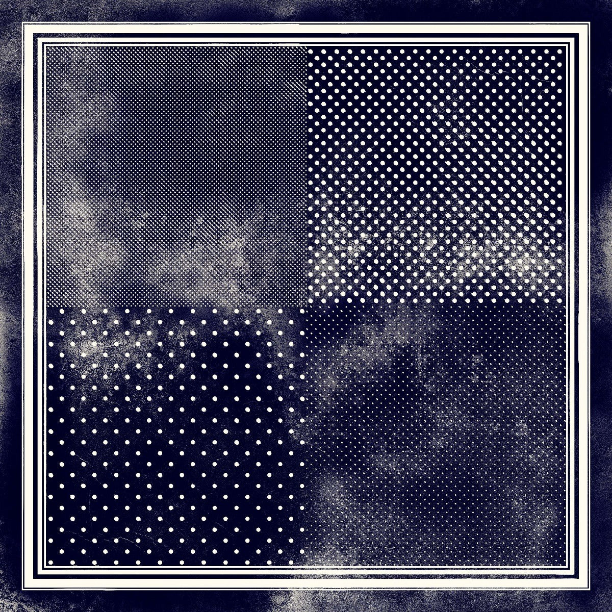 Jil Quadra Dot Wool Scarf | Navy