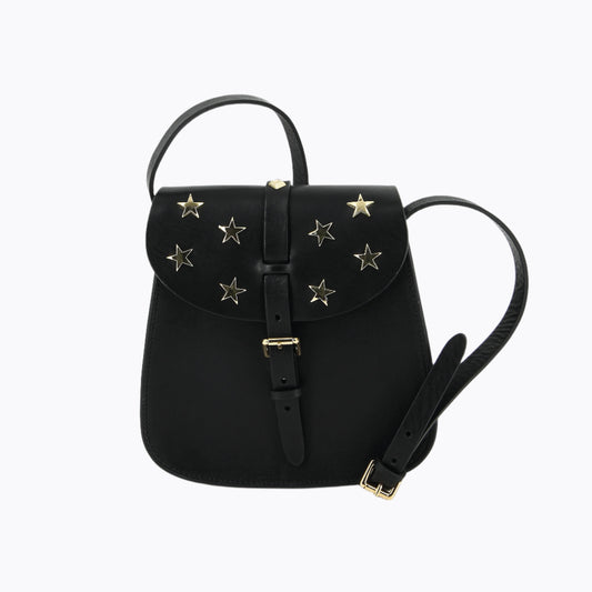 Star-Studded Leather Bag I Black