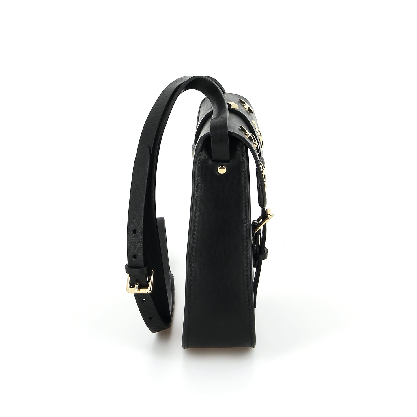 Star-Studded Leather Bag I Black
