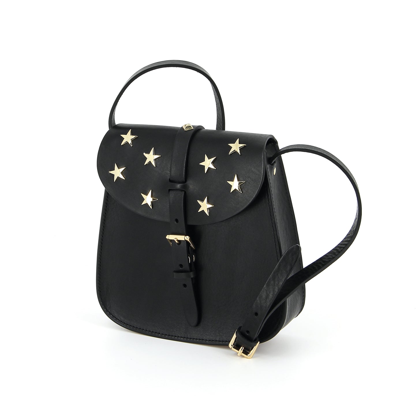 Star-Studded Leather Bag I Black