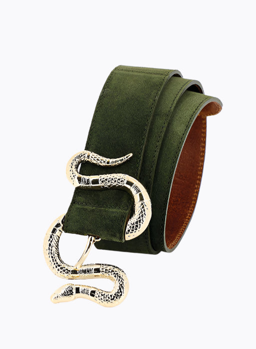 Serpent Suede Belt | Forest