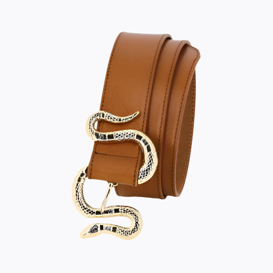 Serpent Leather Belt | Saddle