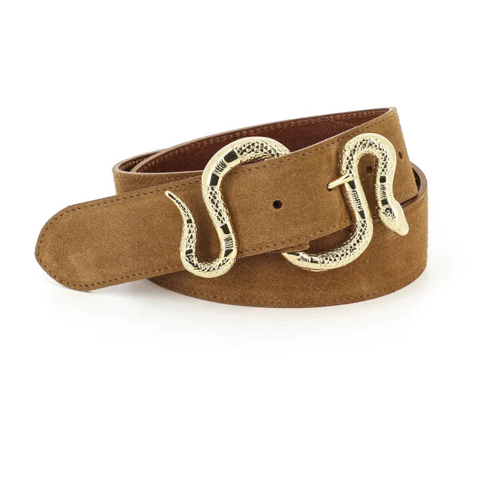 Serpent Suede Belt | Saddle