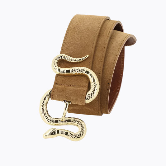 Serpent Suede Belt | Saddle