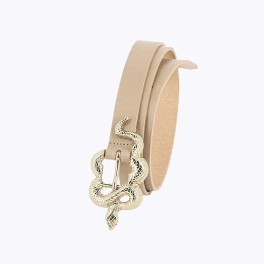 Thin Serpent Leather Belt I Sand