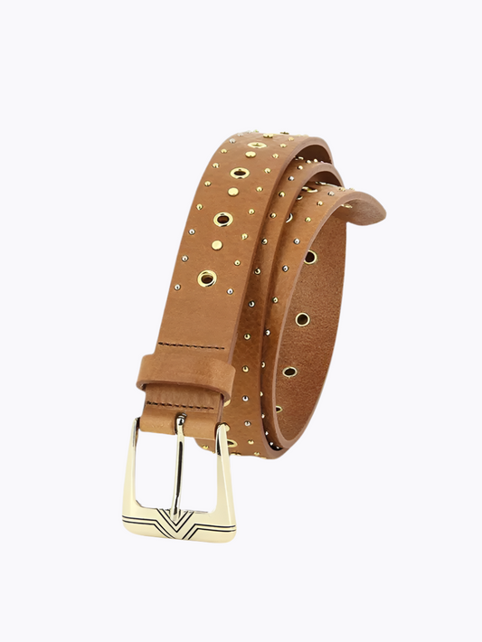Studded Western Leather Belt | Saddle