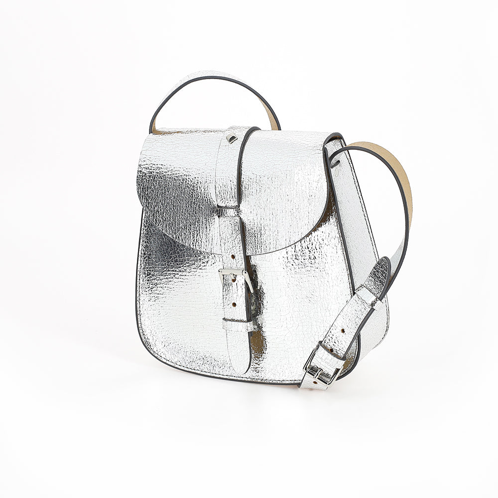 Metallic Leather Bag I Silver
