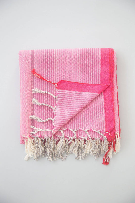 Turkish Cotton Beach Towel | Pink