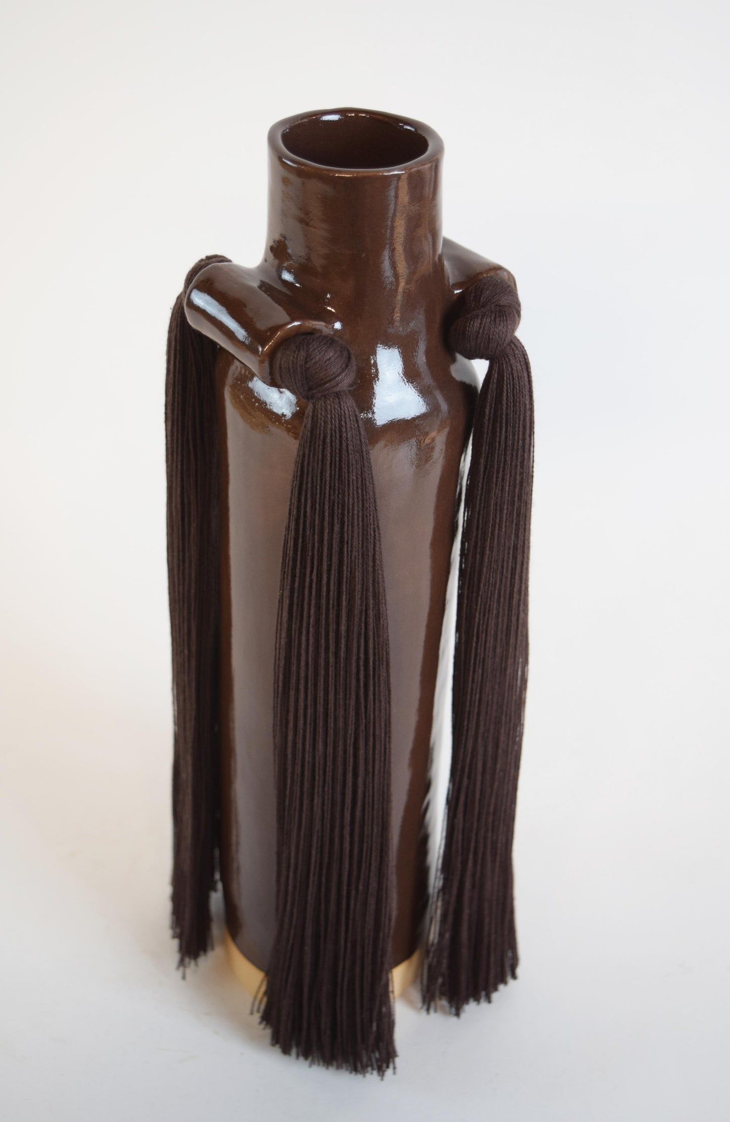 Stoneware Fringed Vase #703 | Brown