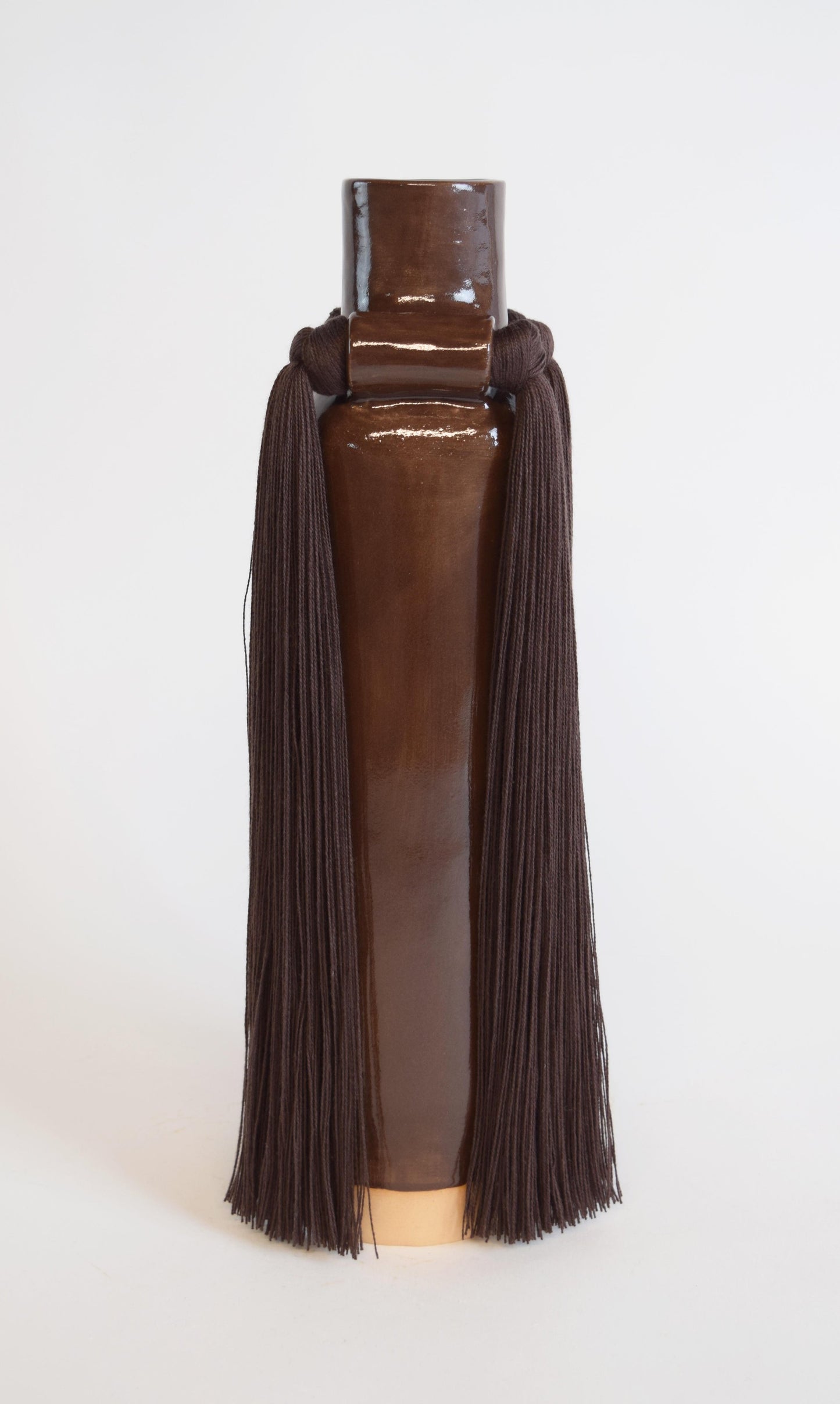 Stoneware Fringed Vase #703 | Brown