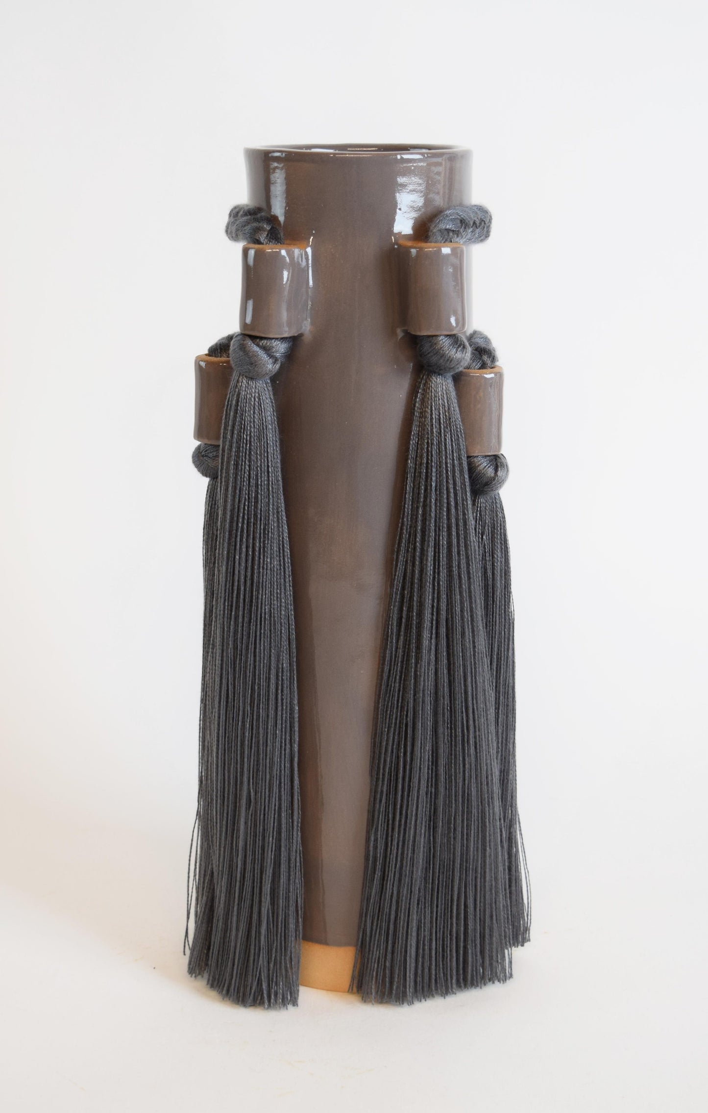 Stoneware Fringed Vase #735 | Charcoal