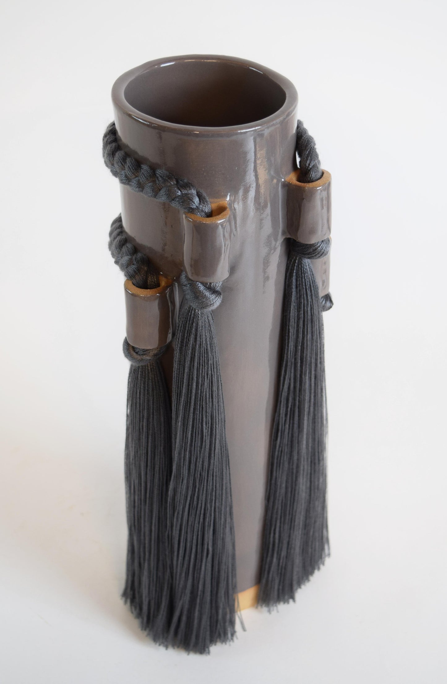Stoneware Fringed Vase #735 | Charcoal