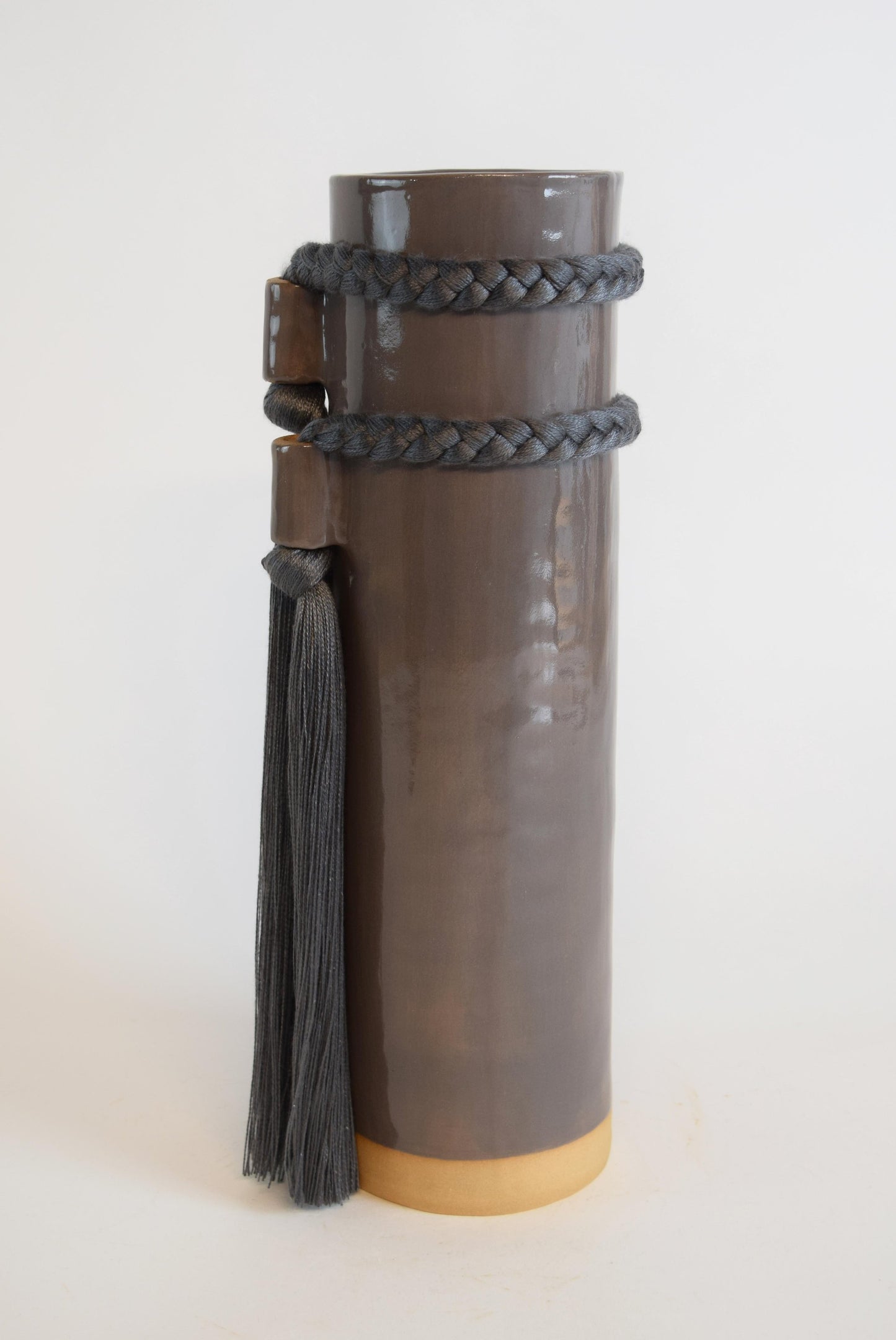 Stoneware Fringed Vase #735 | Charcoal