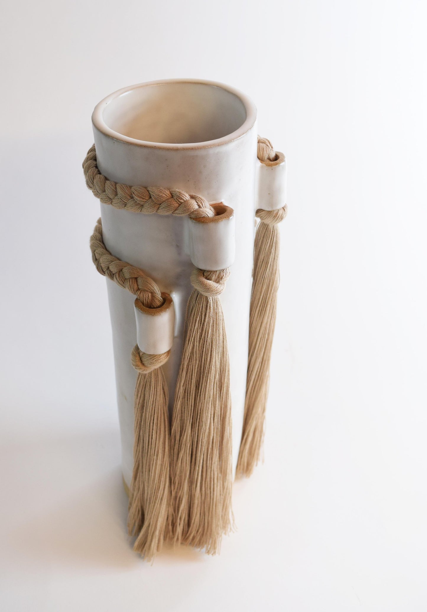 Stoneware Fringed Vase #735 | White