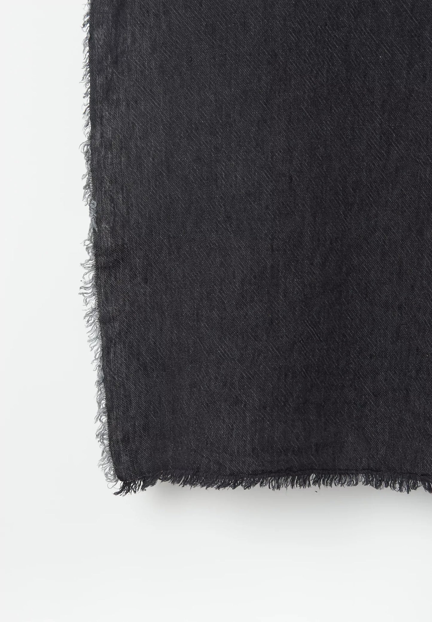 Washed Linen Fringed Throw | Charbon & Anthracite