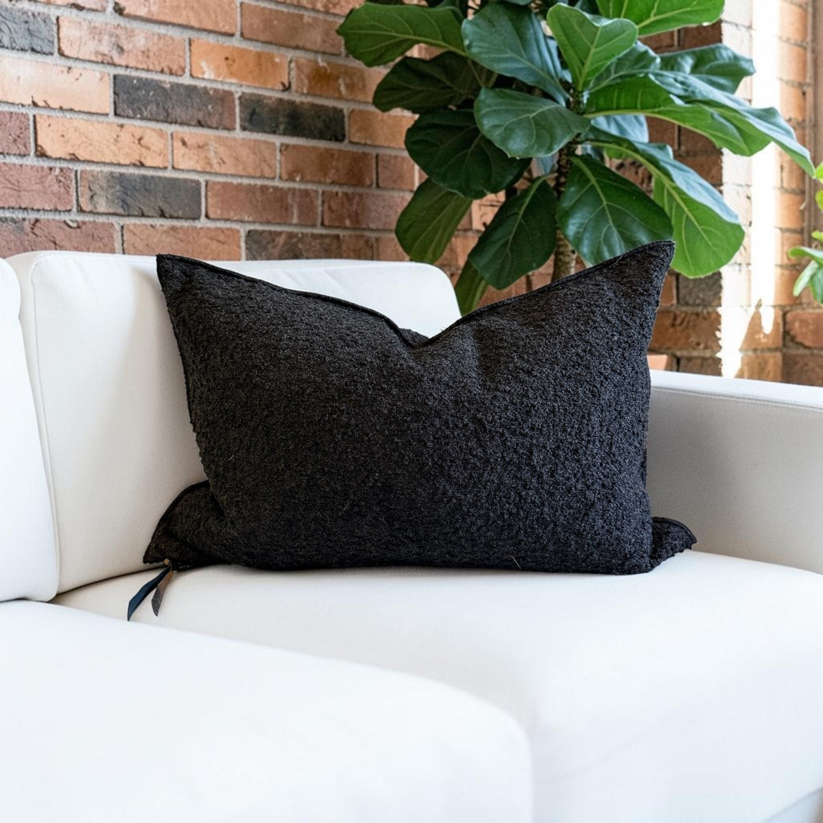Canvas Wooly Pillow Cover | Charbon (Multiple Sizes)